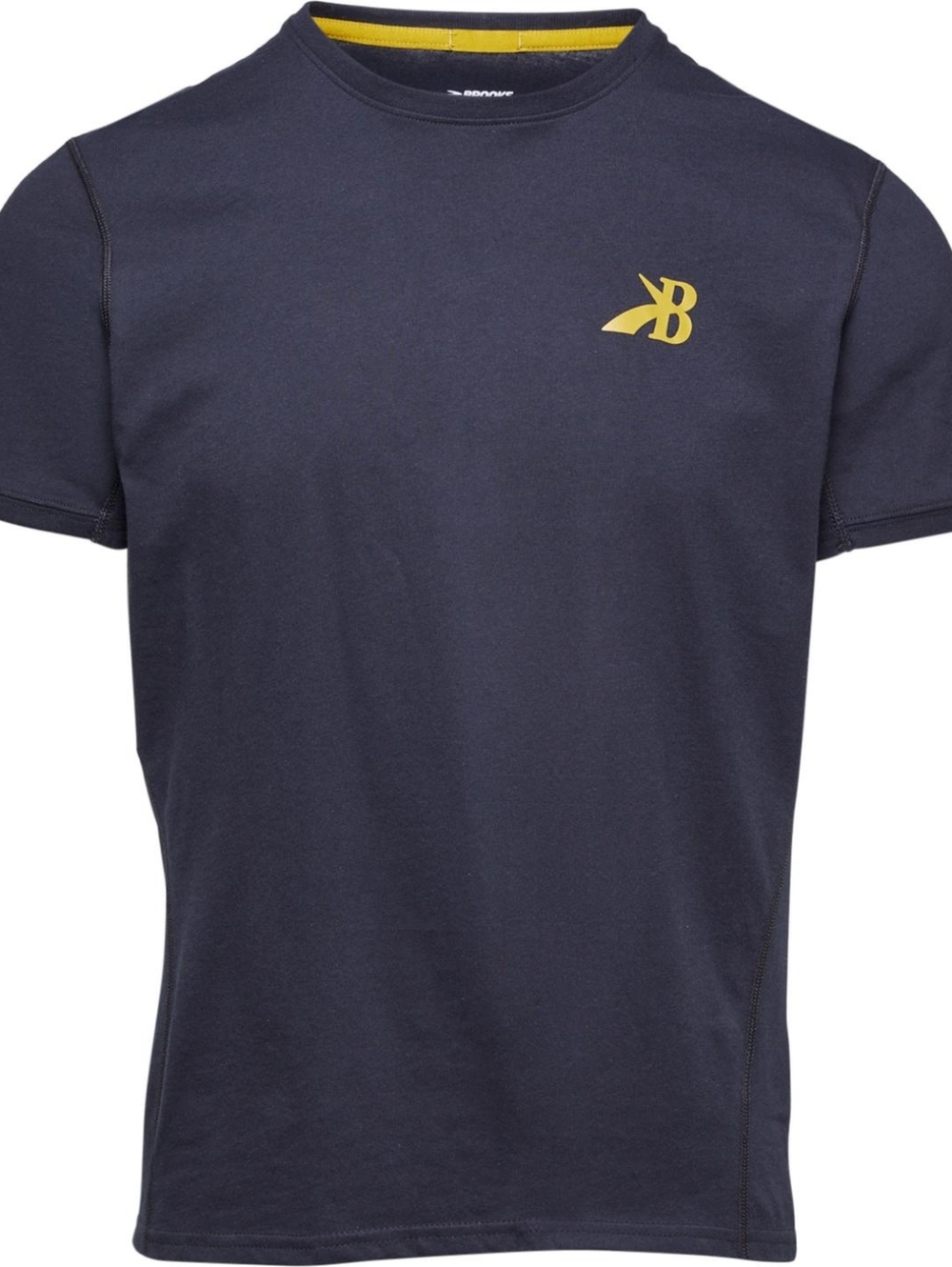 Brooks Distance Graphic Black Short-Sleeve Performance Tee with Yellow Logo XS